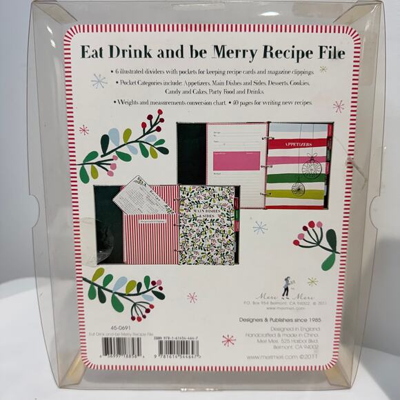 Holiday Christmas Eat Drink and Be Merry Recipe File Cookbook Folder Journal - Picture 3 of 12